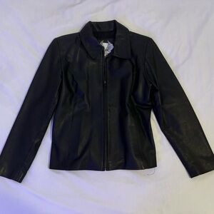 black leather jacket size small